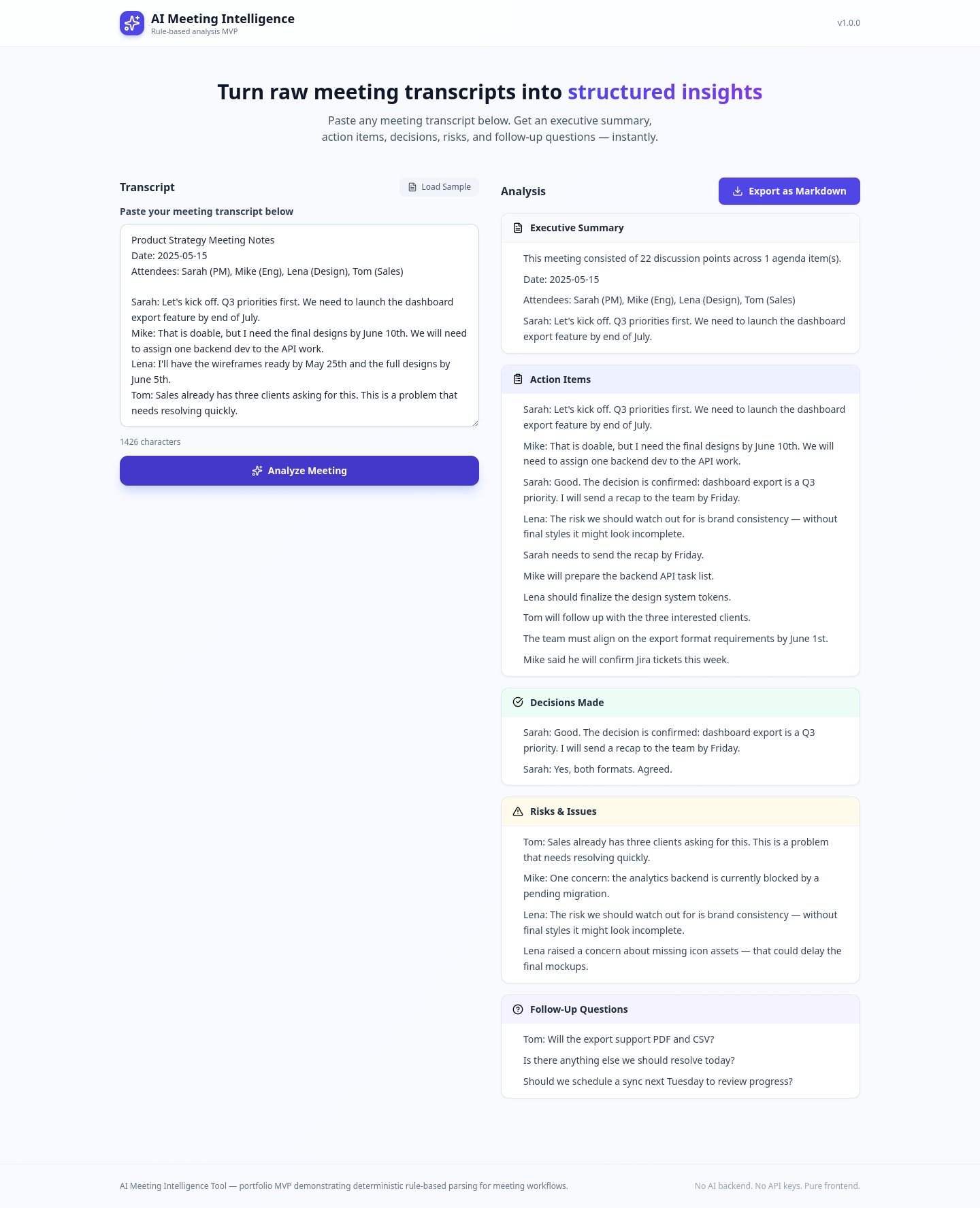 AI Meeting Intelligence Tool